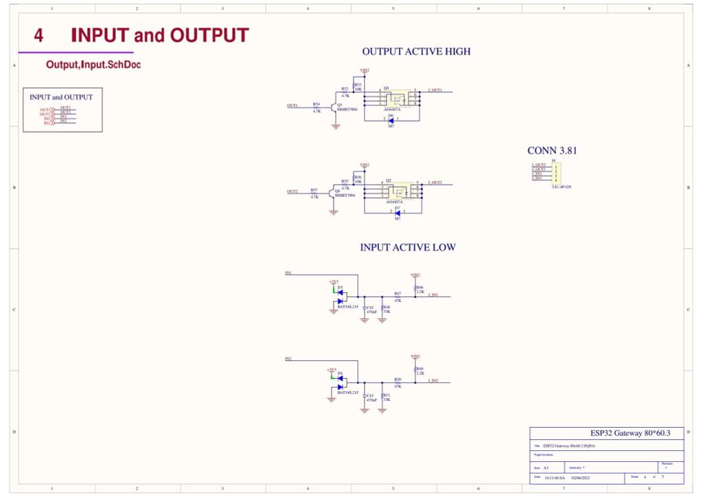 Schematic Gateway ESP32 Lite - Ethernet - RS485 - 2 Digital Input - 2 Digital Output