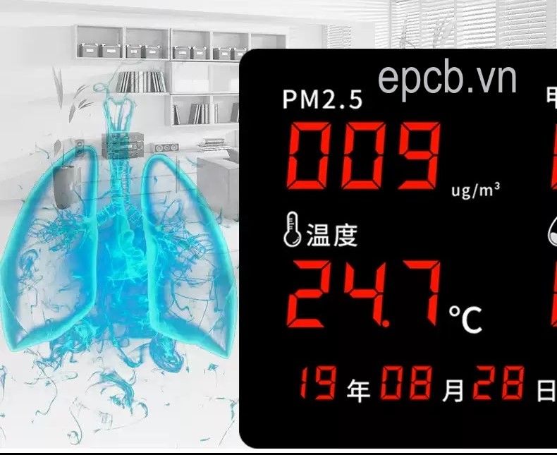 Đồng hồ Led hiển thị ngày giờ nhiệt độ độ ẩm độ bụi và khí HCHO ES-LX982