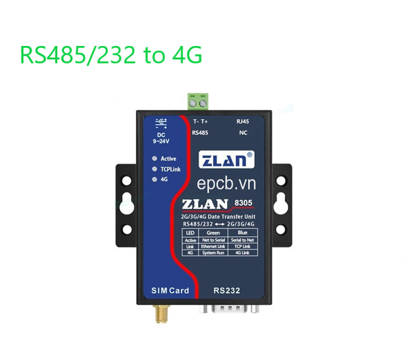 ZLAN8305 - Bộ chuyển đổi DTU RS485/232 sang mạng 4G LTE