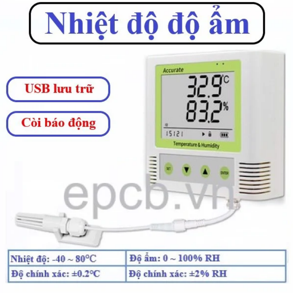 Đồng hồ hiển thị nhiệt độ, độ ẩm và lưu trữ dữ liệu EDL-TH01