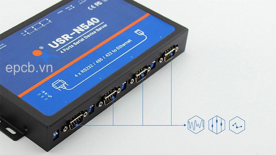 Bộ chuyển đổi 4 cổng RS485/232 sang Ethernet USR-N540