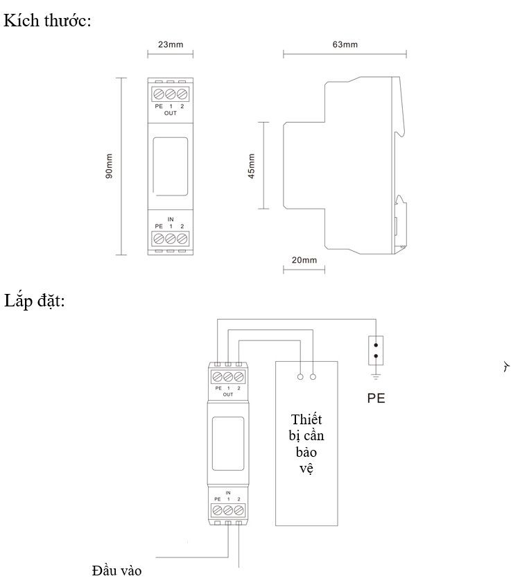 Bộ chống sét lan truyền tín hiệu RS485/4-20mA RS-5/12/24V