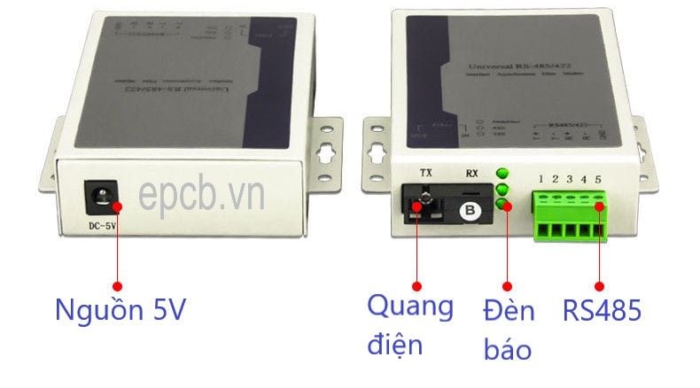 Bộ chuyển đổi 1 cổng RS485 sang quang Model RS485-FIBER-01