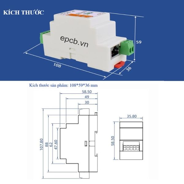 Kich thuoc cua bo chuyen doi ZQWL-GE101D