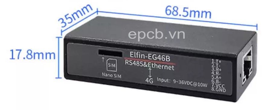 Bộ chuyển đổi tín hiệu RS485 sang 4G LTE DTU EG46B