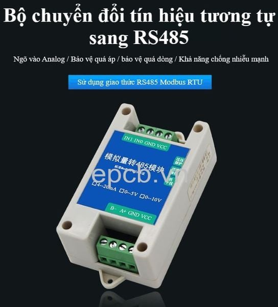 Bộ chuyển đổi tín hiệu tương tự ( 0 - 5V | 0 - 10V ) sang RS485 USB-ANALOG-RS485-02 ( 0 - 5V to RS485 )