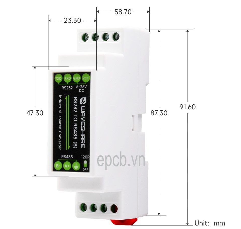 Bộ chuyển đổi tín hiệu Waveshare RS232 sang RS485 Modbus RTU