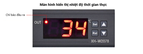 Bộ điều khiển nhiệt độ 0 ~ 999°C hiển thị led 7 đoạn XH-W2078