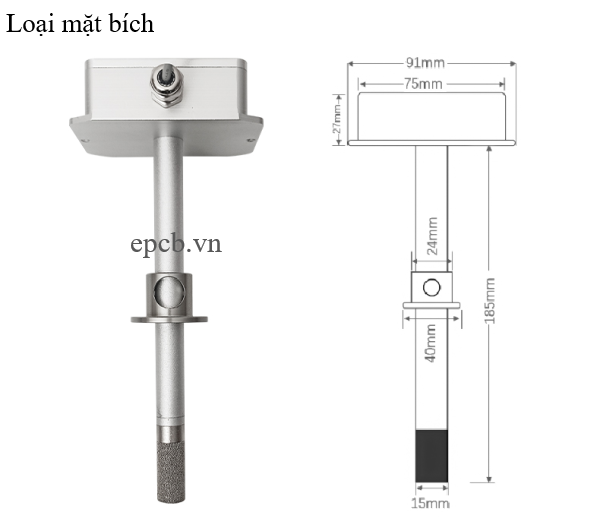 Cảm biến đo nhiệt độ, độ ẩm đường ống vỏ kim loại ES-FGTH-01
