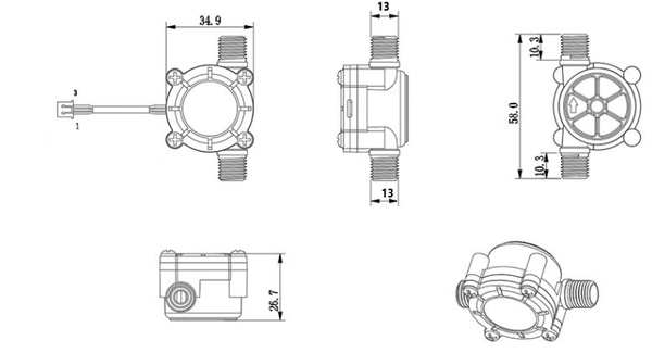 Cảm Biến Lưu Lượng Nước YF-S302 DN8 (13mm)