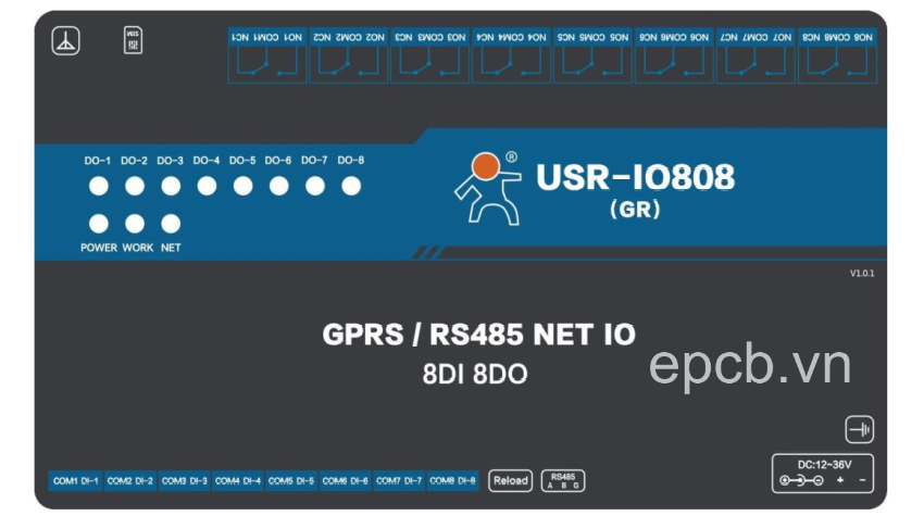 Bộ điều khiển 8 kênh IO qua mạng Ethernet USR-IO808