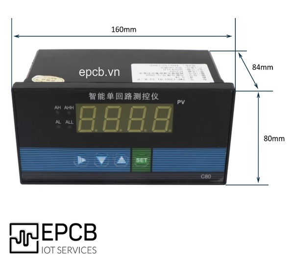 Đồng hồ LED hiển thị tín hiệu 4-20mA tích hợp cảnh báo C80