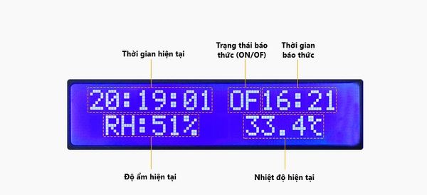 Đồng hồ đo nhiệt độ, độ ẩm XH-M219 tích hợp LCD1602