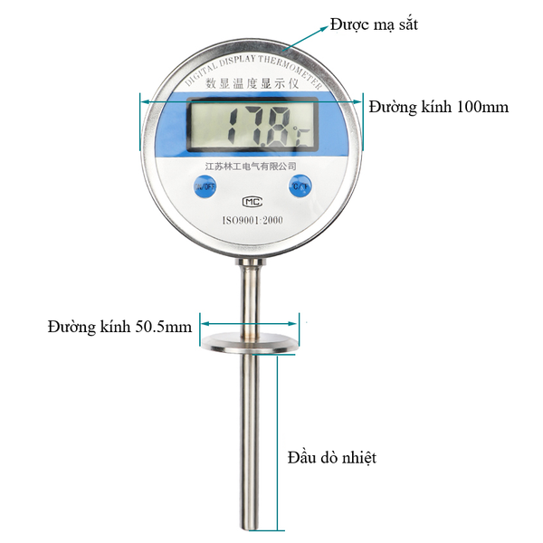 Đồng hồ đo nhiệt độ hiển thị kỹ thuật số WSS-414