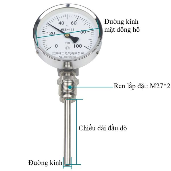 Đồng hồ đo nhiệt độ thermometer WSS-311/411/511