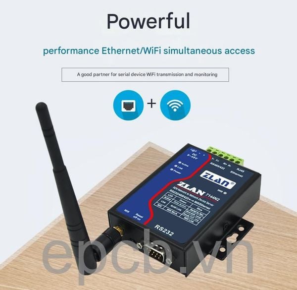ZLAN7144N2 – Bo chuyen doi RS232/485/422 sang WiFi & Ethernet