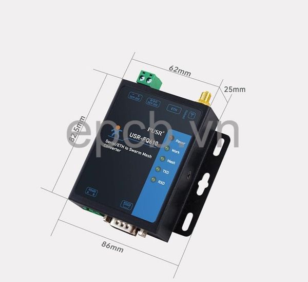 Bo Chuyen Doi RS232/RS485/Ethernet sang Mang Khong Day Swarm Mesh USR-FQ610