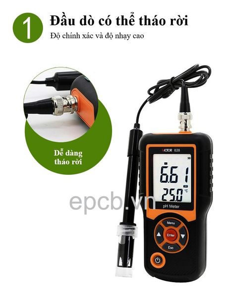 Máy đo cầm tay nồng độ PH của nước VC828