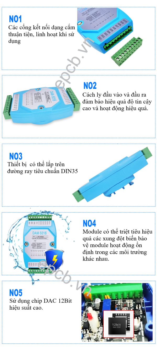 Module chuyển đổi 16 cổng ngõ ra DO công nghiệp sang RS485 Modbus RTU