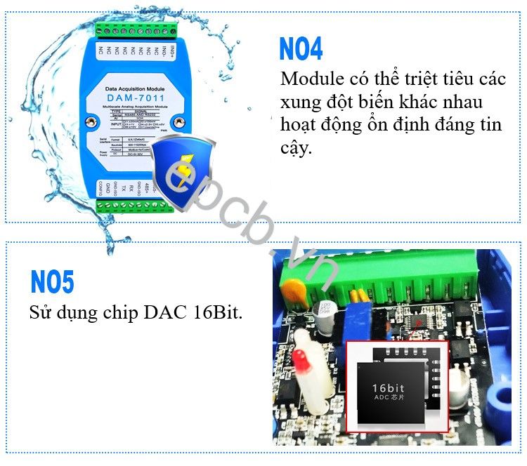 Module chuyển đổi tín hiệu 4-20mA sang RS485/RS232 đa kênh