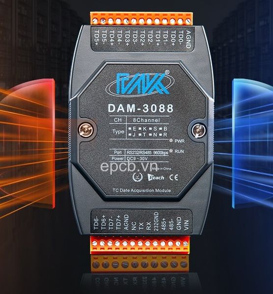 Module đọc nhiệt độ loại PT100 loại K sang RS485/232-DAM3088
