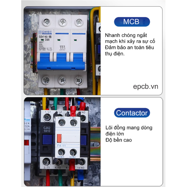 Tủ điều khiển 1 động cơ 3 pha chạy thuận nghịch lắp đặt ngoài trời