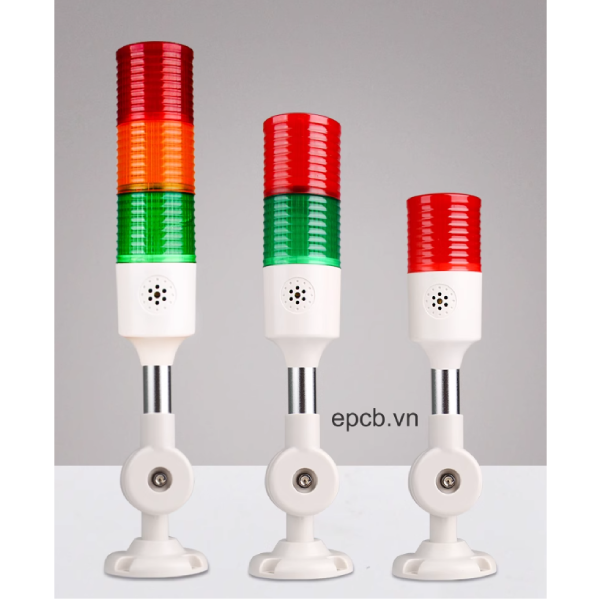 Đèn LED tháp 3 màu cảnh báo ánh sáng và âm thanh 24V