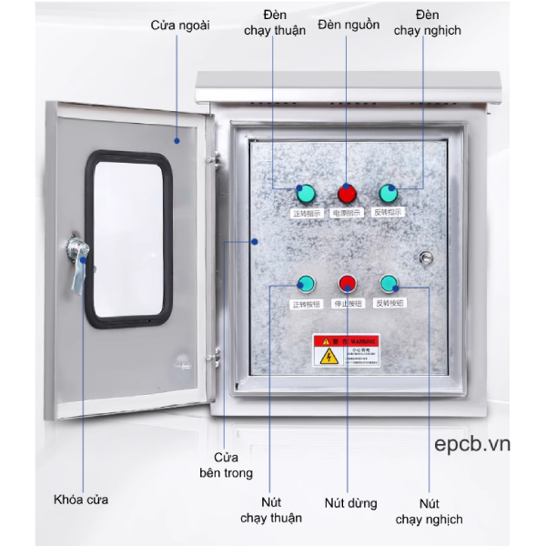 Tủ điều khiển 1 động cơ 3 pha chạy thuận nghịch lắp đặt ngoài trời