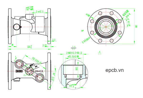 Phần ống đồng hồ đo nước siêu âm đơn, kép, 4 kênh DN40-DN300