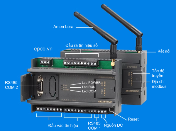 Bộ điều khiển công nghiệp tích hợp LoRa 433Mhz LORA-MODBUS-IO8R-A