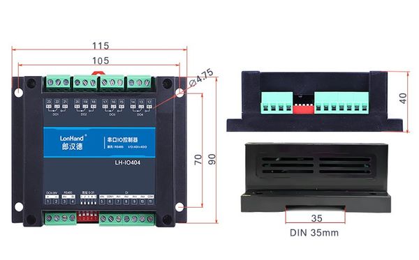 Relay 4 kênh đầu ra IO giao tiếp RS485/RS232 công nghiệp LH-IO-01