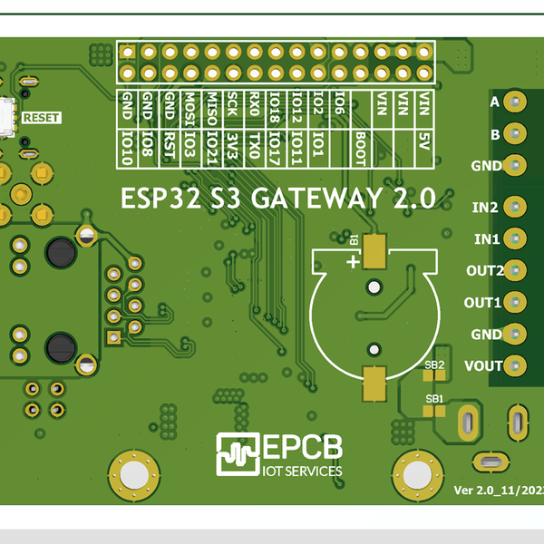 Thiết kế Industrial Edge Controller sử dụng ESP32-S3 mặt BOTTOM