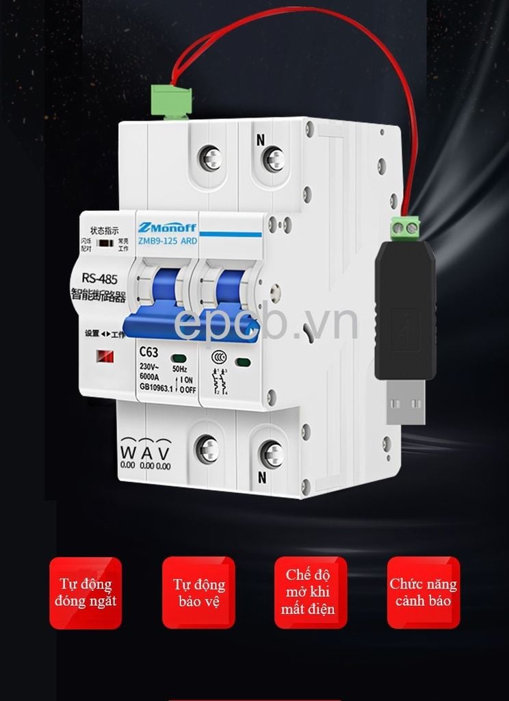 Thiết bị đóng cắt thông minh 1P, 2P, 3P giao tiếp RS485 Modbus RTU