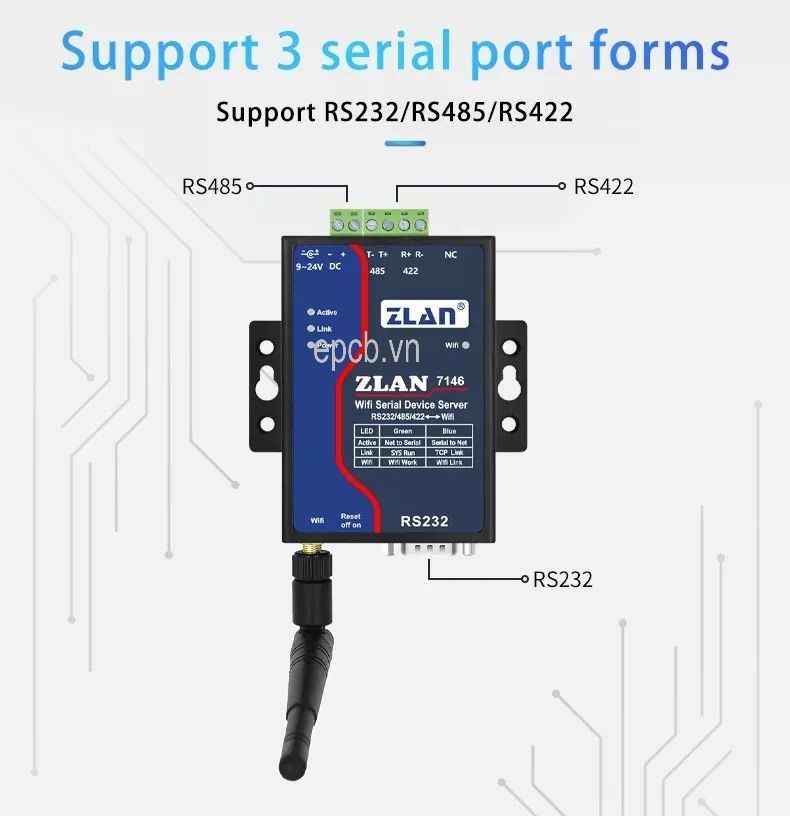 ZLAN7146 - Bộ chuyển đổi Modbus RS485/RS232/RS422 sang WIFI