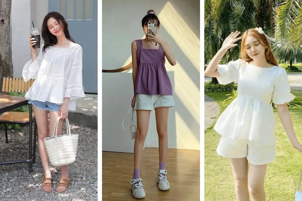 Quần short nữ ngắn phối cùng áo baby doll