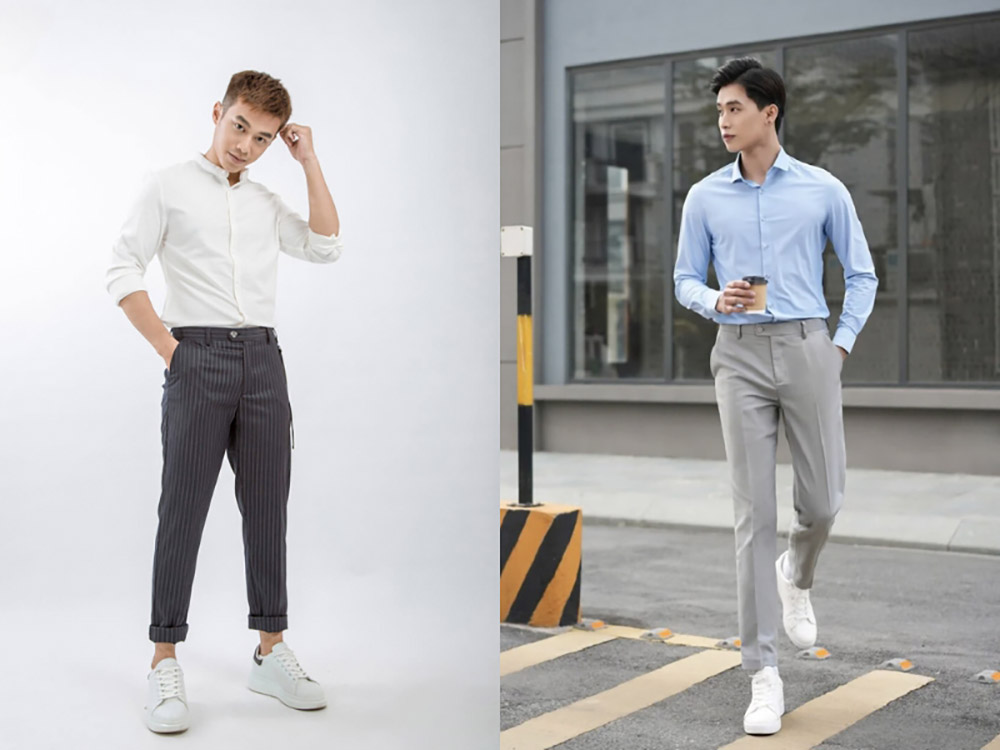 Phối giày trắng với áo sơ mi – Đơn giản mà đẳng cấp