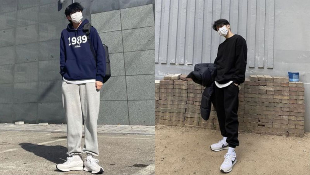 Áo hoodie + Quần jogger + Giày thể thao