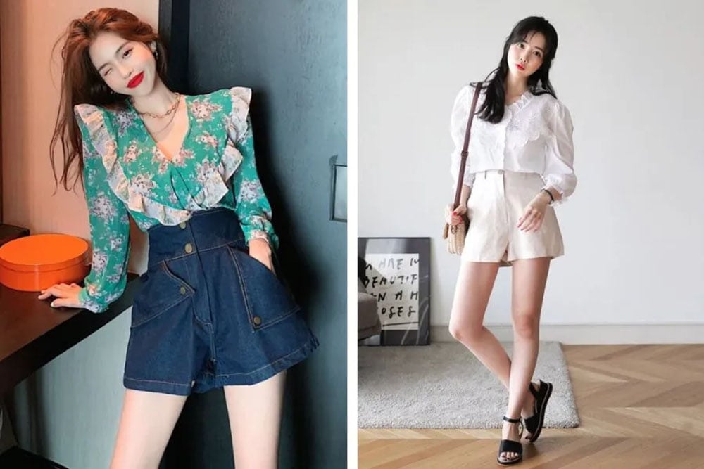 phối áo sơ mi với quần short kaki