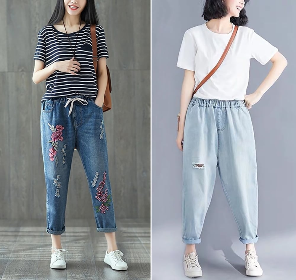 Áo thun mix cùng quần baggy