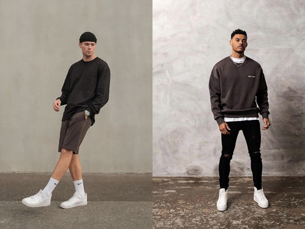 Phối giày trắng với áo sweater – Trẻ trung, năng động và đậm chất Hàn