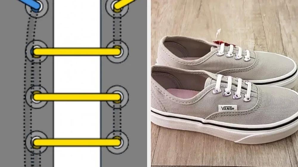 Cách buộc dây giày 4 lỗ kiểu ngang cổ điển
