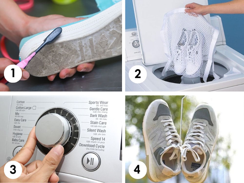 Các Bước Giặt Giày Bằng Máy Giặt