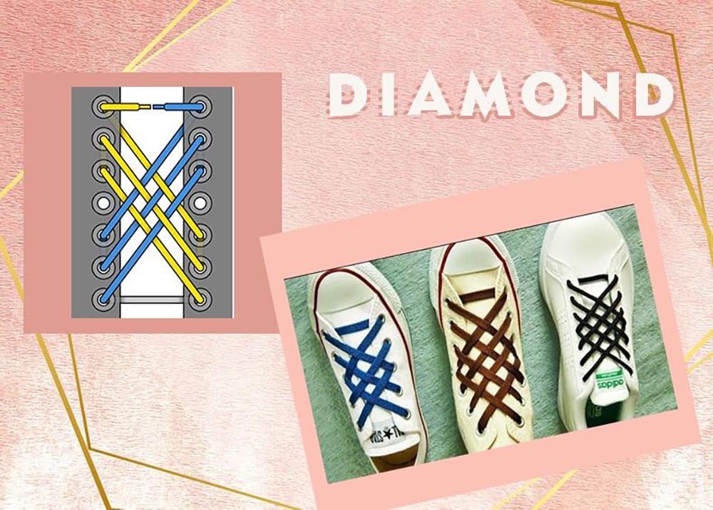 Cách thắt dây giày 5 lỗ kiểu kim cương