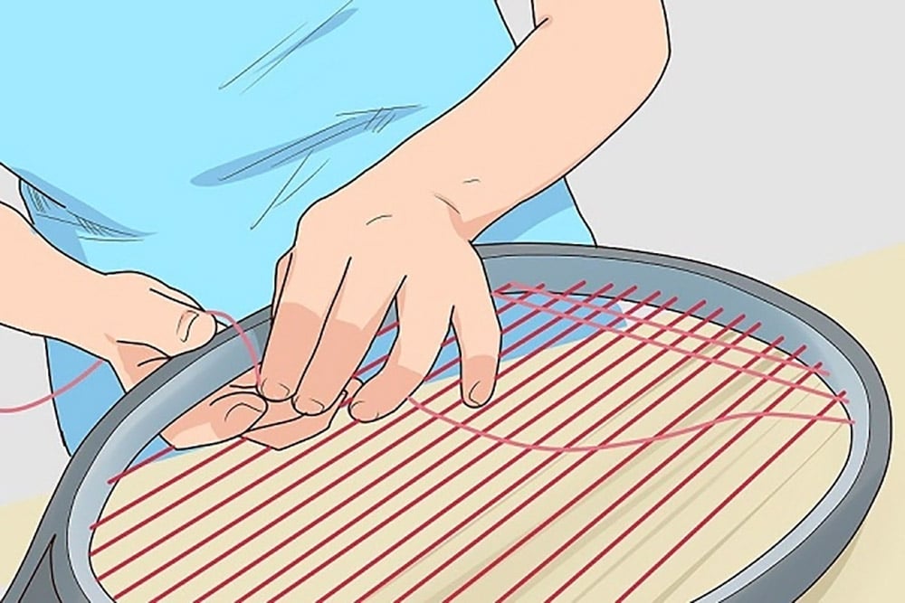 Đan dây vợt cầu lông theo chiều ngang