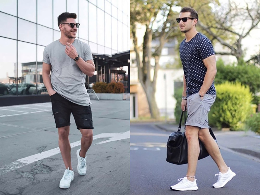 Cách phối đồ với giày trắng nam cùng quần short