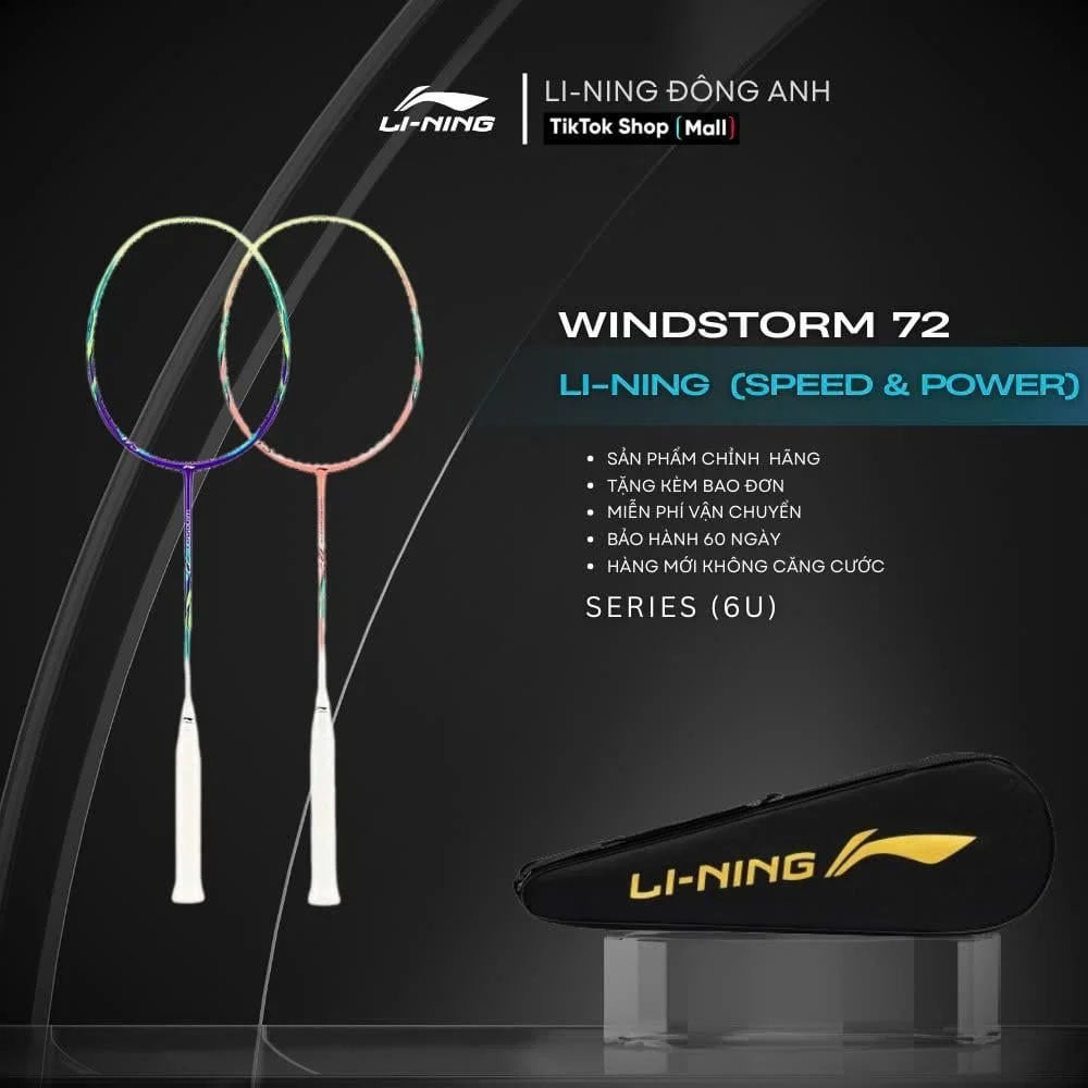 Vợt cầu lông chính hãng Li-Ning WindStorm 72 6U (Speed & Power) Cán Vợt Sport