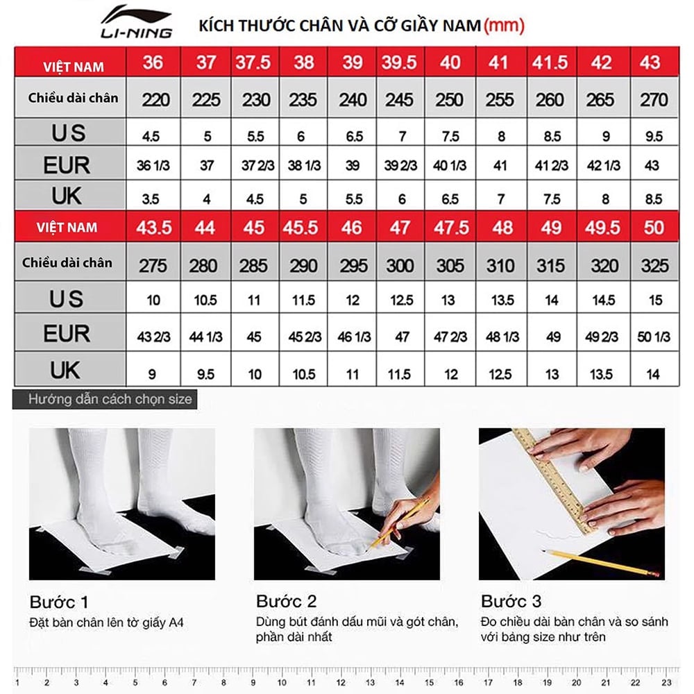 Hướng dẫn chọn size giày