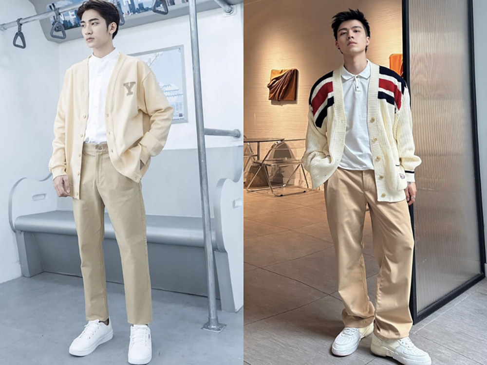 Kết hợp giày trắng nam với áo Cardigan – Phong cách thanh lịch và tao nhã