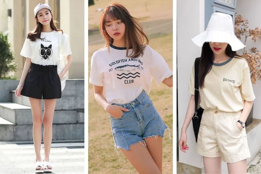 Kết hợp quần short với áo thun
