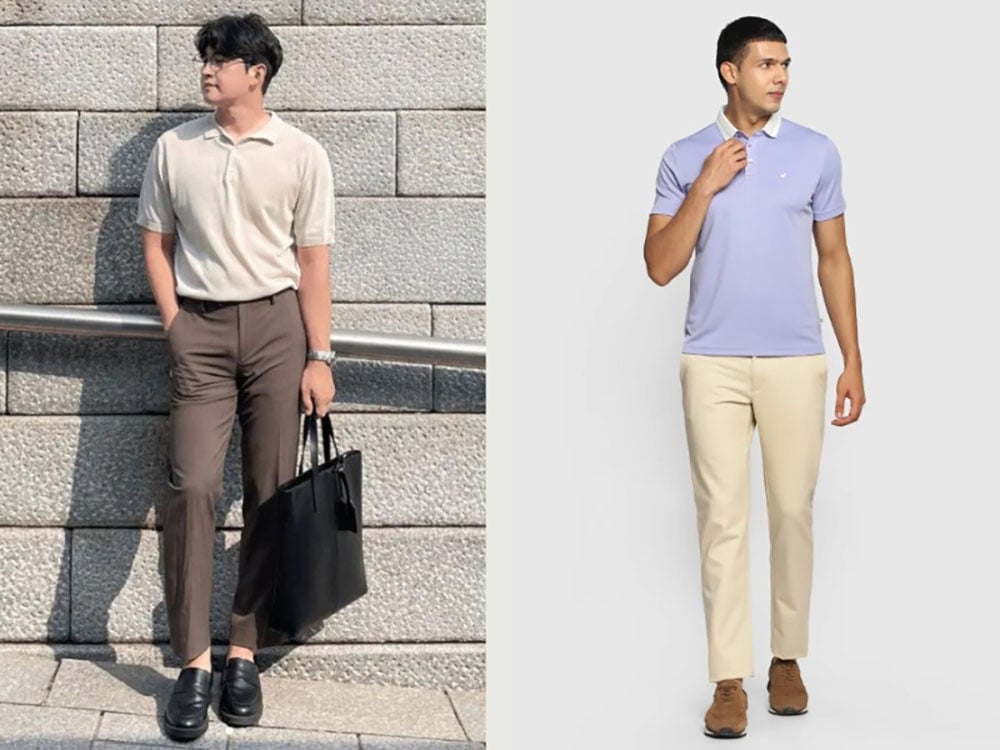 Áo polo phối giày da – Chuẩn men, thanh lịch
